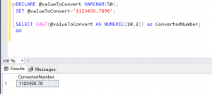 numeric converting varchar