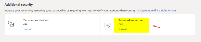 microsoft passwordless account