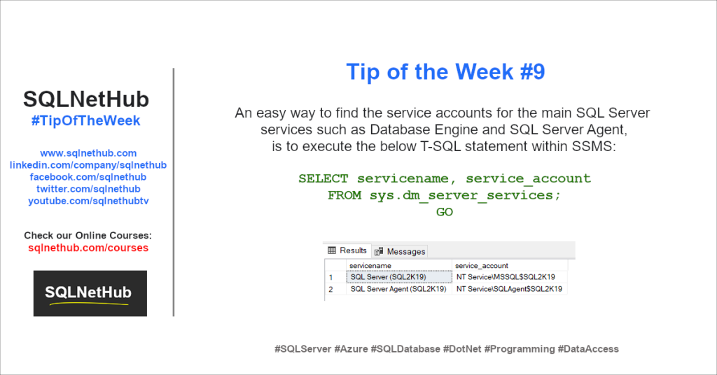 Tip of the Week No.9 - SQL Server Service Account Info using T-SQL ...